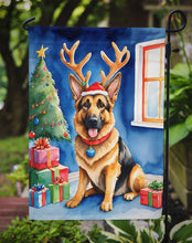 Load image into Gallery viewer, German Shepherd Christmas Garden Flag – Dog in Reindeer Antlers with Tree &amp; Gifts