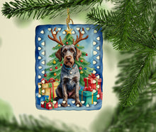 Load image into Gallery viewer, German Wirehaired Pointer Christmas Reindeer Porcelain Ornament