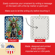 Load image into Gallery viewer, German Wirehaired Pointer Christmas Reindeer Porcelain Ornament