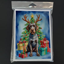 Load image into Gallery viewer, German Wirehaired Pointer Christmas Reindeer Greeting Cards - Blank Note Cards – 8-Pack of Artist-Designed Cards with Envelopes
