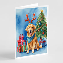 Load image into Gallery viewer, Golden Retriever Christmas Reindeer Greeting Cards - Blank Note Cards – 8-Pack of Artist-Designed Cards with Envelopes