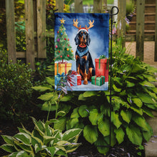 Load image into Gallery viewer, Gordon Setter Christmas Garden Flag – Dog in Reindeer Antlers with Tree &amp; Gifts