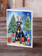 Load image into Gallery viewer, Black Great Dane Christmas Reindeer Greeting Cards - Blank Note Cards – 8-Pack of Artist-Designed Cards with Envelopes