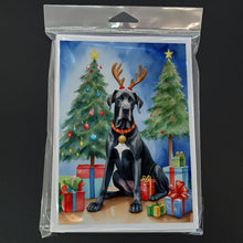 Load image into Gallery viewer, Black Great Dane Christmas Reindeer Greeting Cards - Blank Note Cards – 8-Pack of Artist-Designed Cards with Envelopes