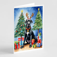 Load image into Gallery viewer, Black Great Dane Christmas Reindeer Greeting Cards - Blank Note Cards – 8-Pack of Artist-Designed Cards with Envelopes