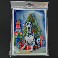 Load image into Gallery viewer, Harlequin Great Dane Christmas Reindeer Greeting Cards - Blank Note Cards – 8-Pack of Artist-Designed Cards with Envelopes