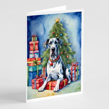 Load image into Gallery viewer, Harlequin Great Dane Christmas Reindeer Greeting Cards - Blank Note Cards – 8-Pack of Artist-Designed Cards with Envelopes