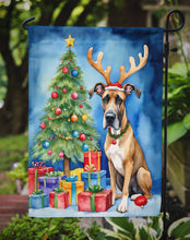 Load image into Gallery viewer, Great Dane Christmas Garden Flag – Dog in Reindeer Antlers with Tree &amp; Gifts