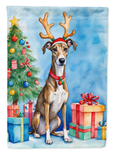 Load image into Gallery viewer, Brindle Greyhound Christmas Reindeer House Flag