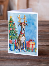 Load image into Gallery viewer, Brindle Greyhound Christmas Reindeer Greeting Cards - Blank Note Cards – 8-Pack of Artist-Designed Cards with Envelopes