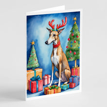 Load image into Gallery viewer, Greyhound Christmas Reindeer Greeting Cards - Blank Note Cards – 8-Pack of Artist-Designed Cards with Envelopes