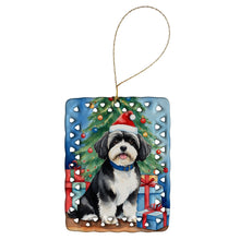 Load image into Gallery viewer, Havanese Christmas Reindeer Porcelain Ornament