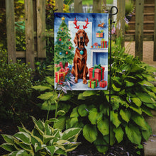 Load image into Gallery viewer, Irish Setter Christmas Garden Flag – Dog in Reindeer Antlers with Tree &amp; Gifts
