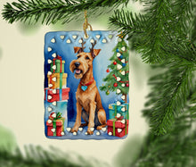 Load image into Gallery viewer, Irish Terrier Christmas Reindeer Porcelain Ornament