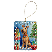 Load image into Gallery viewer, Irish Terrier Christmas Reindeer Porcelain Ornament