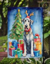 Load image into Gallery viewer, Irish Wolfhound Christmas Garden Flag – Dog in Reindeer Antlers with Tree &amp; Gifts