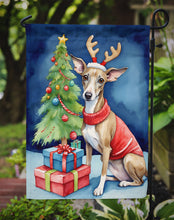 Load image into Gallery viewer, Italian Greyhound Christmas Garden Flag – Dog in Reindeer Antlers with Tree &amp; Gifts
