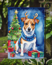 Load image into Gallery viewer, Jack Russell Terrier Christmas Garden Flag – Dog in Reindeer Antlers with Tree &amp; Gifts