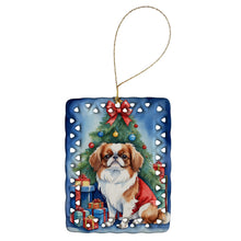 Load image into Gallery viewer, Japanese Chin Christmas Reindeer Porcelain Ornament