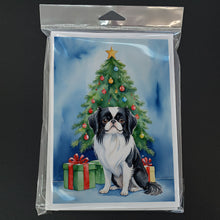 Load image into Gallery viewer, Japanese Chin Christmas Reindeer Greeting Cards - Blank Note Cards – 8-Pack of Artist-Designed Cards with Envelopes