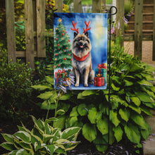 Load image into Gallery viewer, Keeshond Christmas Garden Flag – Dog in Reindeer Antlers with Tree &amp; Gifts