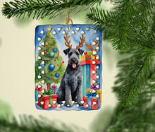 Load image into Gallery viewer, Kerry Blue Terrier Christmas Reindeer Porcelain Ornament