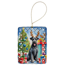 Load image into Gallery viewer, Kerry Blue Terrier Christmas Reindeer Porcelain Ornament