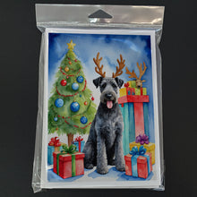 Load image into Gallery viewer, Kerry Blue Terrier Christmas Reindeer Greeting Cards - Blank Note Cards – 8-Pack of Artist-Designed Cards with Envelopes