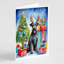 Load image into Gallery viewer, Kerry Blue Terrier Christmas Reindeer Greeting Cards - Blank Note Cards – 8-Pack of Artist-Designed Cards with Envelopes