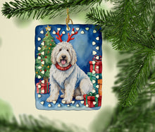 Load image into Gallery viewer, Komondor Christmas Reindeer Porcelain Ornament