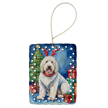 Load image into Gallery viewer, Komondor Christmas Reindeer Porcelain Ornament