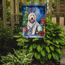 Load image into Gallery viewer, Komondor Christmas Garden Flag – Dog in Reindeer Antlers with Tree &amp; Gifts