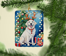 Load image into Gallery viewer, Kuvasz Christmas Reindeer Porcelain Ornament