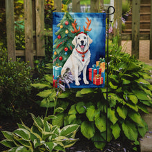 Load image into Gallery viewer, Kuvasz Christmas Garden Flag – Dog in Reindeer Antlers with Tree &amp; Gifts