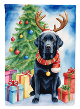 Load image into Gallery viewer, Black Labrador Retriever Christmas Reindeer House Flag