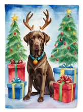 Load image into Gallery viewer, Chocolate Labrador Retriever Christmas Reindeer House Flag