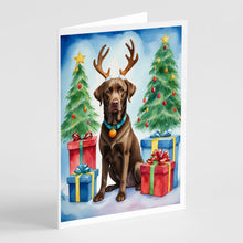 Load image into Gallery viewer, Chocolate Labrador Retriever Christmas Reindeer Greeting Cards - Blank Note Cards – 8-Pack of Artist-Designed Cards with Envelopes