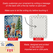 Load image into Gallery viewer, Yellow Labrador Retriever Christmas Reindeer Porcelain Ornament