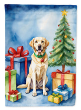 Load image into Gallery viewer, Yellow Labrador Retriever Christmas Garden Flag – Dog in Reindeer Antlers with Tree &amp; Gifts