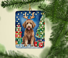 Load image into Gallery viewer, Labradoodle Christmas Reindeer Porcelain Ornament