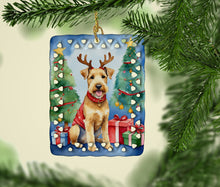 Load image into Gallery viewer, Lakeland Terrier Christmas Reindeer Porcelain Ornament