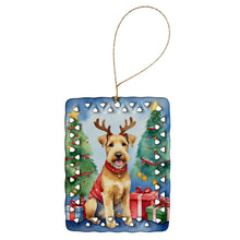 Load image into Gallery viewer, Lakeland Terrier Christmas Reindeer Porcelain Ornament