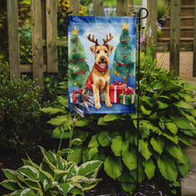 Load image into Gallery viewer, Lakeland Terrier Christmas Garden Flag – Dog in Reindeer Antlers with Tree &amp; Gifts