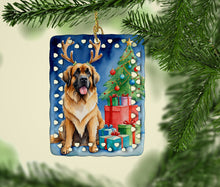 Load image into Gallery viewer, Leonberger Christmas Reindeer Porcelain Ornament