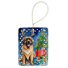 Load image into Gallery viewer, Leonberger Christmas Reindeer Porcelain Ornament