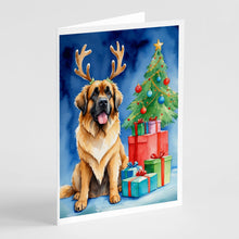 Load image into Gallery viewer, Leonberger Christmas Reindeer Greeting Cards - Blank Note Cards – 8-Pack of Artist-Designed Cards with Envelopes