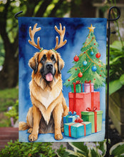 Load image into Gallery viewer, Leonberger Christmas Garden Flag – Dog in Reindeer Antlers with Tree &amp; Gifts