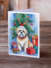 Load image into Gallery viewer, Lhasa Apso Christmas Reindeer Greeting Cards - Blank Note Cards – 8-Pack of Artist-Designed Cards with Envelopes