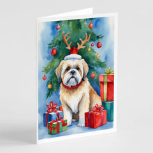 Load image into Gallery viewer, Lhasa Apso Christmas Reindeer Greeting Cards - Blank Note Cards – 8-Pack of Artist-Designed Cards with Envelopes