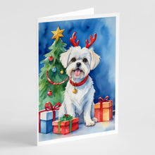Load image into Gallery viewer, Maltese Christmas Reindeer Greeting Cards - Blank Note Cards – 8-Pack of Artist-Designed Cards with Envelopes